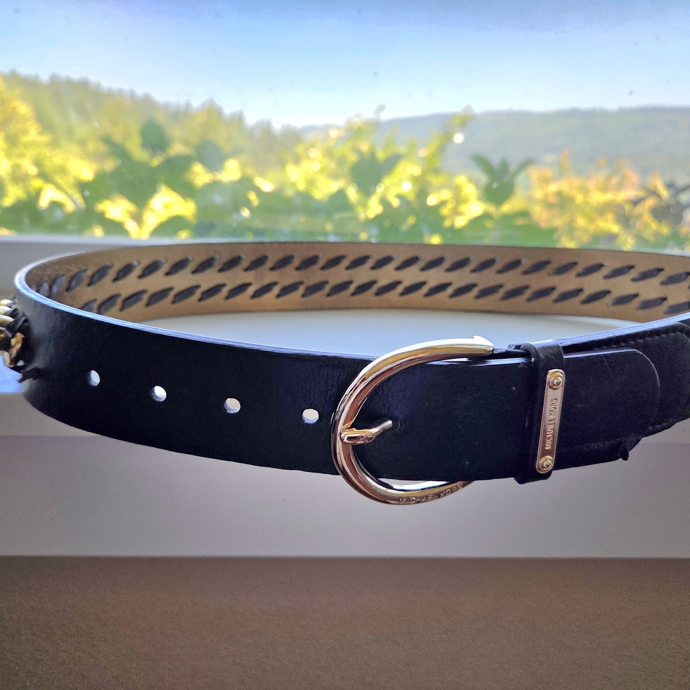 Michael Kors Black Belt with Gold Buckle